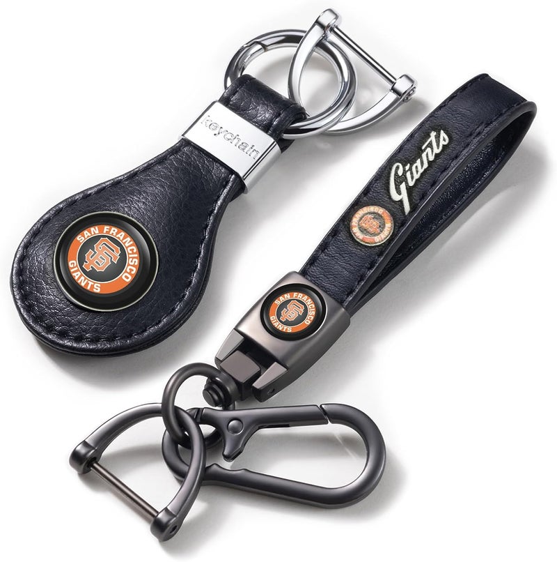 EMIJOY Giants Car Keychain Keyring for Baseball Fans,San Fransisco Giants Car Accessories 2 Packs Leather Vehicle Keychain,Women/Men's Key Chains for Cars,Auto Key Ring Lanyard for Key Fob Holder - Image 1